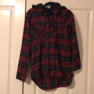 Hooded Flannel with Zipper and Buttons